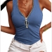 5New Front Zipper Sleeveless Tank Top Women