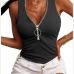 6New Front Zipper Sleeveless Tank Top Women