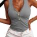 7New Front Zipper Sleeveless Tank Top Women