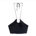 7New Ruched Halter Backless Solid Tank Top