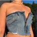 1New Summer Fashion Zipper Up Denim Tank Top