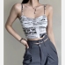 5Newspaper Printed Cropped Camisoles For Women