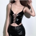 3Night Club Black Lace Up Cropped Tank Top