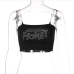 7Night Club Rhinestone Letter Black Cropped Tank Top