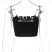 9Night Club Rhinestone Letter Black Cropped Tank Top