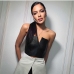 6PU Leather Cool Solid Tube Tops