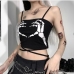 3Personality Print Lace Up Black Tank Top