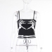 11Personality Print Lace Up Black Tank Top