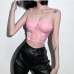 6Pink Lace Spaghetti Strap Cropped Tank Top 