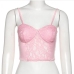 7Pink Lace Spaghetti Strap Cropped Tank Top 