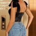 6Popular Solid Velvet Backless Women Tank Top