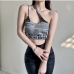 1Poster Printed One Shoulder Cropped Tank Top