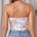 5Printed Strapless Cropped Tank Top 