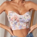 1Printed Strapless Cropped Tank Top 