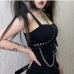 4Punk Rivets Chain Patchwork Black Cool Knitted Tank Top