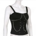 7Punk Rivets Chain Patchwork Black Cool Knitted Tank Top