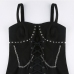 10Punk Rivets Chain Patchwork Black Cool Knitted Tank Top