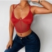 7Red Deep V Neck Gauze Halter Tank Top