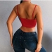 9Red Deep V Neck Gauze Halter Tank Top