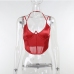 10Red Deep V Neck Gauze Halter Tank Top