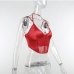 11Red Deep V Neck Gauze Halter Tank Top