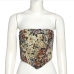 6Retro Style Printed Zip Up Strapless Camisole Tops