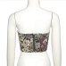 8Retro Style Printed Zip Up Strapless Camisole Tops