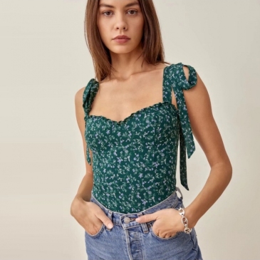 Retro Style Tie Wrap Floral Printed Camisole