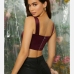 6Satin U Neck Cropped Zipper Tank Top