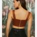 9Satin U Neck Cropped Zipper Tank Top