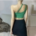 5Seductive Asymmetric Green One Shoulder Tank Top