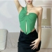 1Seductive Asymmetric Green One Shoulder Tank Top