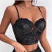 6Seductive Black Patchwork Cropped Camisole Tops