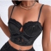 1Seductive Black Patchwork Cropped Camisole Tops