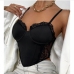 3Seductive Black Solid Patchwork  Camisole Tops For Women