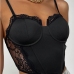 1Seductive Black Solid Patchwork  Camisole Tops For Women