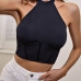 3Sexy Black Halter Backless Tie Wrap Tank Top