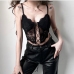 3Sexy Black Hollow Out Cropped Patchwork Cropped Tanks