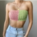 1Sexy Contrast Color Knitting Cropped Tank Top