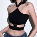 4Sexy Cutout Solid Halter Tank Top