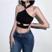 1Sexy Cutout Solid Halter Tank Top