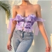 4Sexy Flowers Printed Bowknot Cropped Tank Top