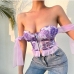 5Sexy Flowers Printed Bowknot Cropped Tank Top