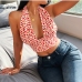 9Sexy Halter Print Backless Tie Wrap Tank Top