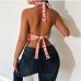 10Sexy Halter Print Backless Tie Wrap Tank Top