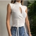 8Sexy Hollow Out Drawstring Cropped Tank Top