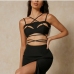 3Sexy Hollow Out Lace Up Zipper Camisole