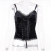 8Sexy Lace Patchwork Black Tie Wrap Camisole