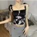 5Sexy Lace Print Cropped Tank Top