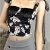 1Sexy Lace Print Cropped Tank Top